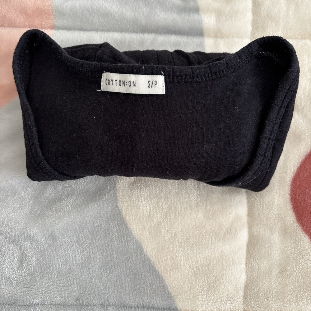 Cotton On Black Ribbed Short Sleeve Top - Picture 2 of 3